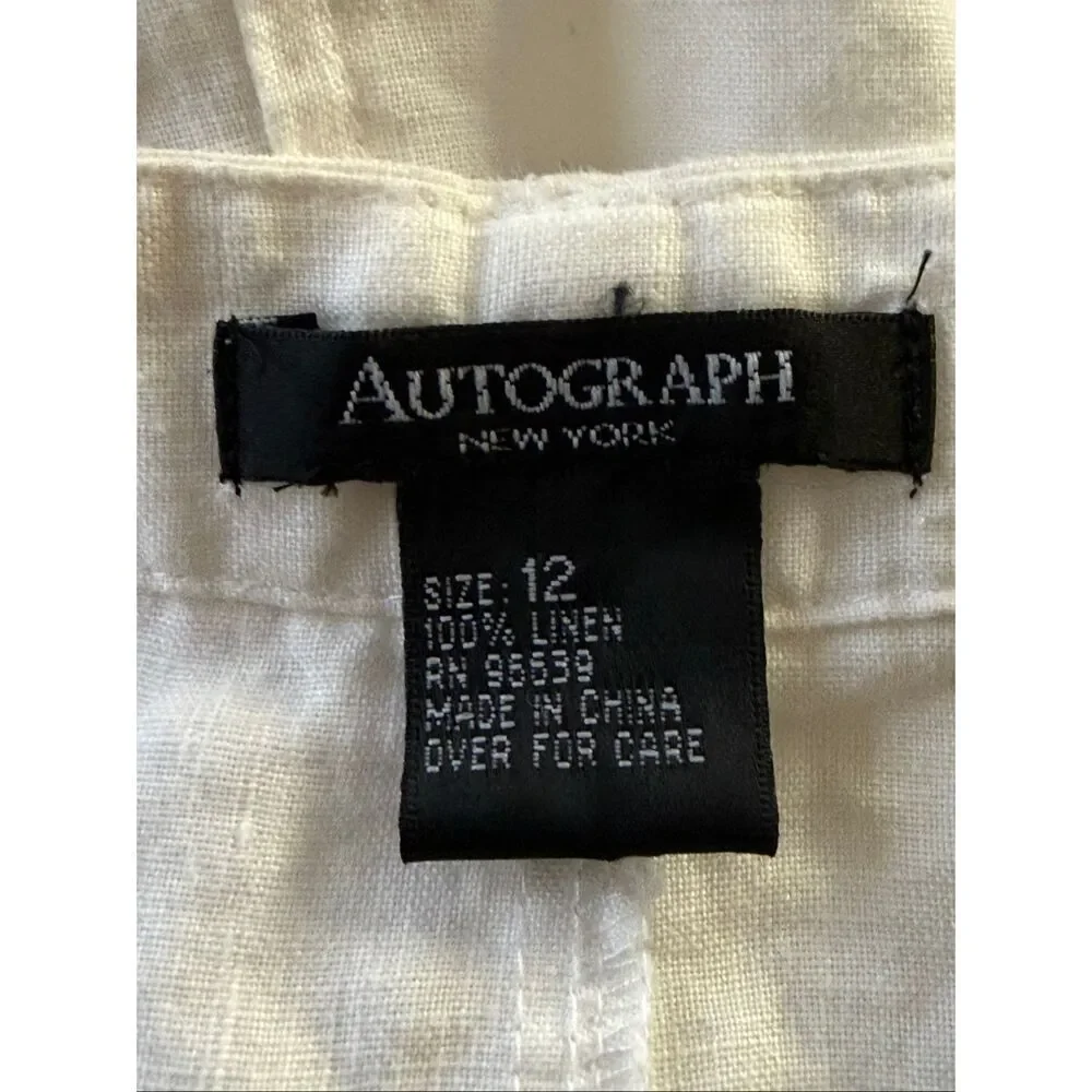Autograph New York White Linen Button-Front Midi Skirt Size 12 - Picture 12 of 12